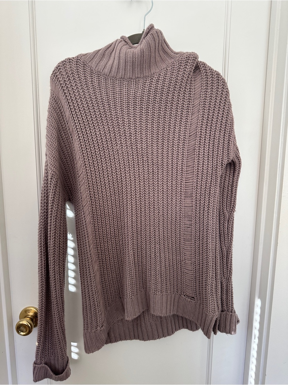 Relaxed Taupe Turtleneck Knit Sweater